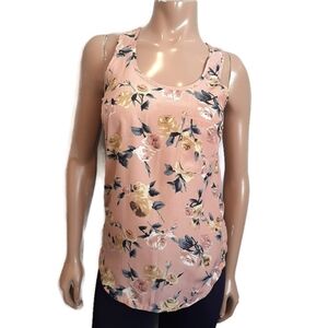💠COSTA BLANCA Floral Pocket Tank Top Pleated Racerback Sleeveless